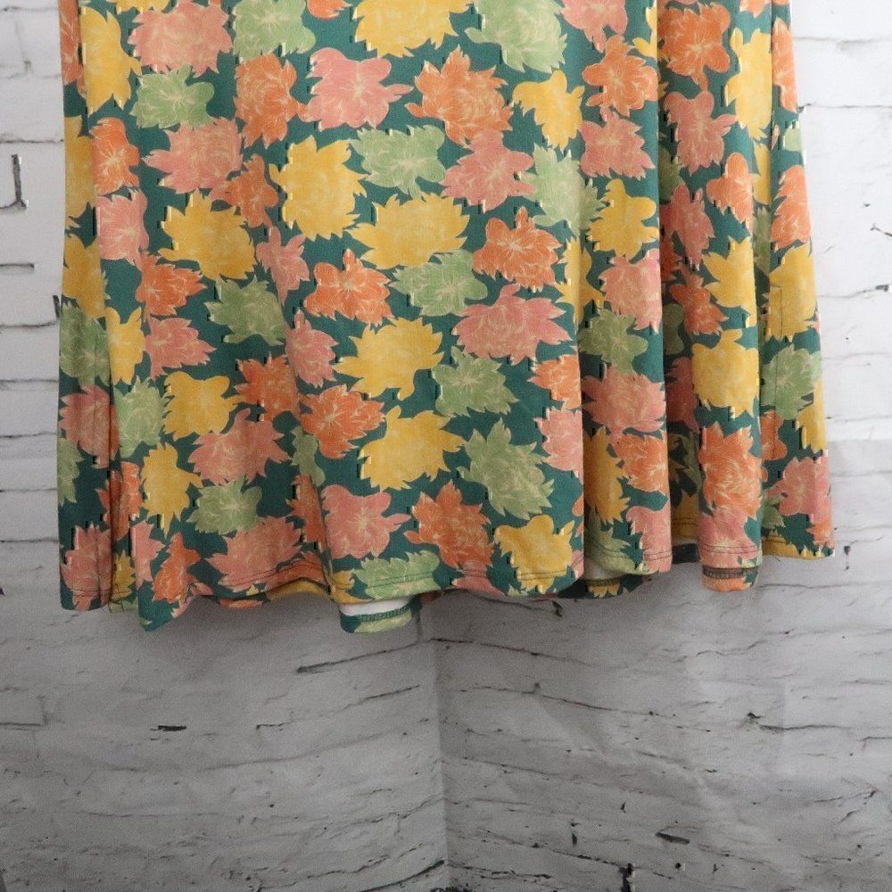 LULAROE GREEN, YELLOW & ORANGE FALL DESIGN SHORT SLEEVE MATERNITY TOP SIZE XXS - Picture 7 of 10